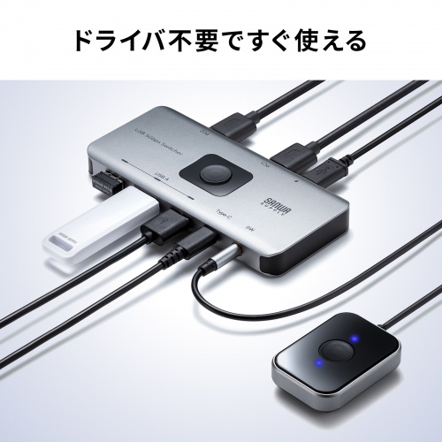 SW-USS24 / USB 5Gbps切替器(2入力・4出力・手元スイッチ付き)