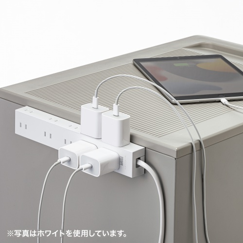 TAP-2210-1BK / 電源タップ 2P 10個口　強力ネオジムマグネット　シャッター付