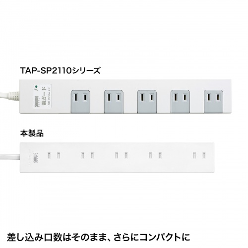 TAP-2210-5W / 電源タップ 2P 10個口　強力ネオジムマグネット　シャッター付