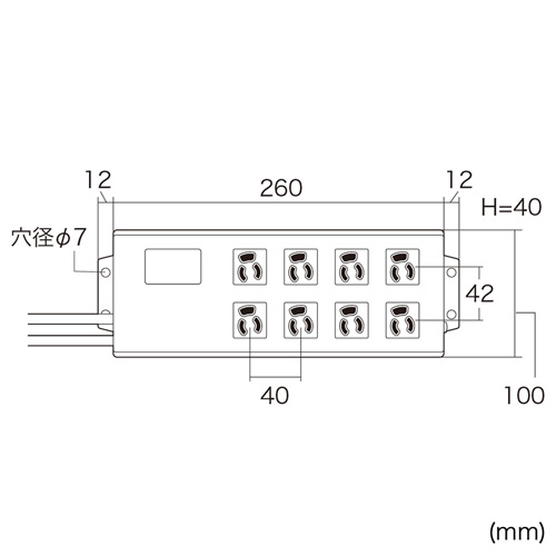 TAP-3803NFN / ノイズフィルタタップ（3P・8個口・2m）