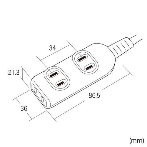 TAP-3W2N / 電源タップ（2P・3個口・2m）