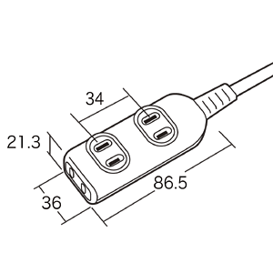 TAP-3W1 / 電源タップ（2P・3個口・1m）