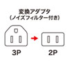 TAP-AD2N 3P→2P変換アダプタ(ノイズフィルター付き・3P・1個口) TAP-AD2N / 3P→2P変換アダプタ(ノイズフィルター付き・3P・1個口)