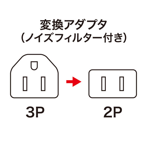 TAP-AD2N / 3P→2P変換アダプタ（ノイズフィルター付き・3P・1個口）