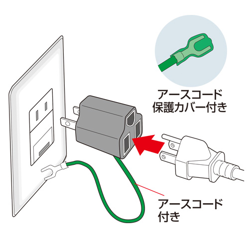 TAP-AD8BK / 3P→2P変換アダプタ（ブラック）