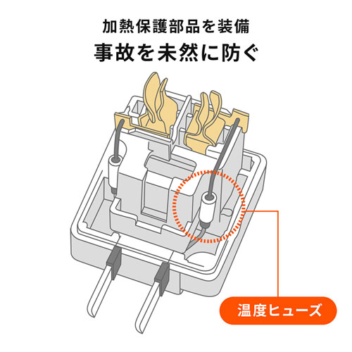 TAP-AD9W / 3P・L型変換アダプター（3P2P兼用・温度ヒューズ内蔵・抜け止め・トラッキング防止）