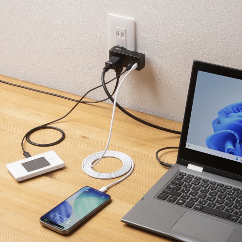 TAP-AZMUC1AC2BK / モバイルタップ（AC×2個口＋USB-A×1＋Type-C×1）