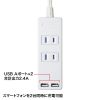 TAP-B101U-2W / USB充電ポート付き便利タップ（2P・2個口＋USB2ポート・2m）