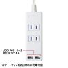 TAP-B101U-2W USB充電ポート付き便利タップ(2P・2個口+USB2ポート・2m) TAP-B101U-2W / USB充電ポート付き便利タップ(2P・2個口+USB2ポート・2m)