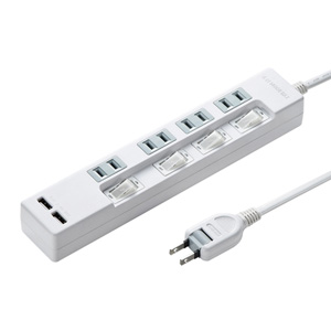 TAP-B102U-2W / USB充電ポート付き便利タップ(2P・4個口+USB2ポート・2m)