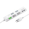 TAP-B106U-1W USB充電ポート付き節電タップ(面ファスナー付き) TAP-B106U-1W / USB充電ポート付き節電タップ(面ファスナー付き)