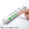 TAP-B107U-1W USB充電ポート付き節電タップ(面ファスナー付き) TAP-B107U-1W / USB充電ポート付き節電タップ(面ファスナー付き)