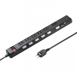 TAP-B108UC-1BK / 節電タップ(2P・6個口・1m・ブラック)