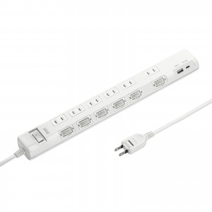 TAP-B108UC-1W / 節電タップ(2P・6個口・1m・ホワイト)