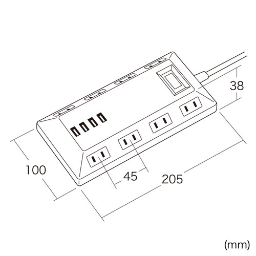 TAP-B109U-3BK / USB充電ポート付きタップ（USB充電ポート付き・平型・ブラック）