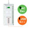TAP-B109U-3WN USB充電機能付き平型タップ ホワイト TAP-B109U-3WN / USB充電機能付き平型タップ ホワイト