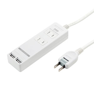 TAP-B110USH-3W / USB充電機能付きタップ シャッター付き(2P・2個口・3m)