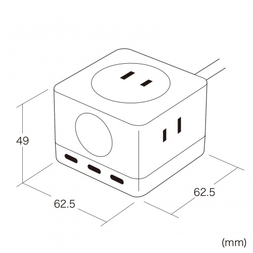 TAP-B111C3BK / USB急速充電機能付きタップGaN PD67W
