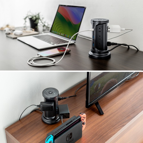 TAP-B112C1A2BK / USB充電機能付きタワー型タップ　ブラック