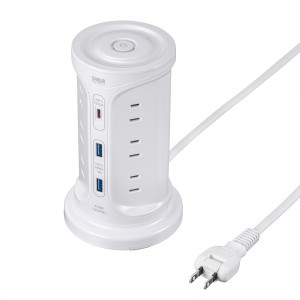 TAP-B112C1A2W / USB充電機能付きタワー型タップ　ホワイト
