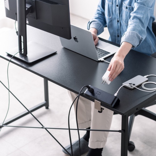 TAP-B114UC-2BK / クランプ固定式タップ（AC4個口＋USB-C×3＋USB-A×1・PD65W・ブラック）