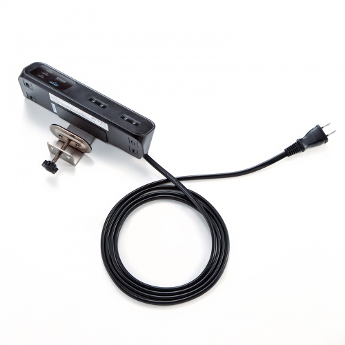 TAP-B114UC-2BK / クランプ固定式タップ（AC4個口＋USB-C×3＋USB-A×1・PD65W・ブラック）