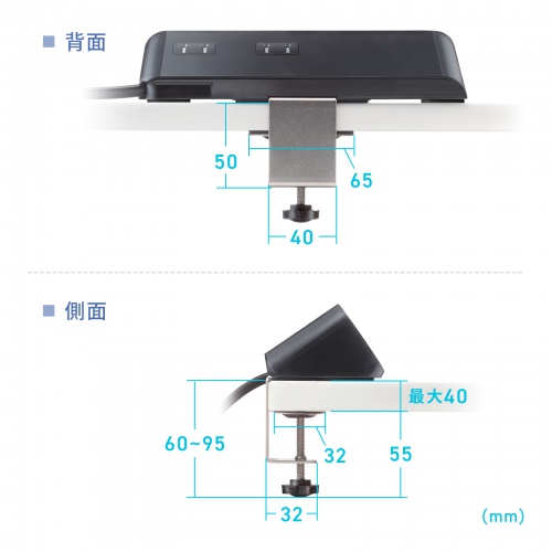 TAP-B114UC-2BK / クランプ固定式タップ(AC4個口+USB-C×3+USB-A×1・PD65W・ブラック)