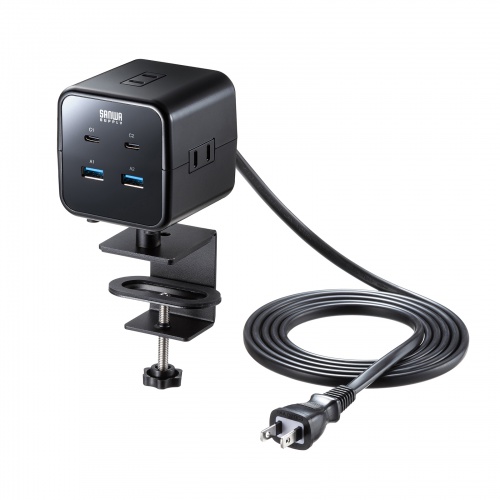 TAP-B115UC-2BK / クランプ固定式タップ（簡単脱着・4方向向き変更・卓上使用対応・PD65W）