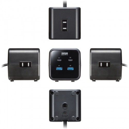 TAP-B115UC-2BK / クランプ固定式タップ（簡単脱着・4方向向き変更・卓上使用対応・PD65W）