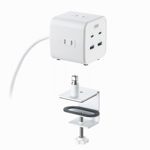TAP-B115UC-2W / クランプ固定式タップ（簡単脱着・4方向向き変更・卓上使用対応・PD65W）