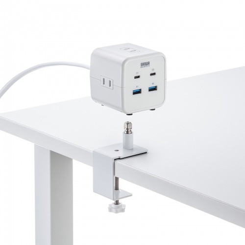 TAP-B115UC-2W / クランプ固定式タップ（簡単脱着・4方向向き変更・卓上使用対応・PD65W）