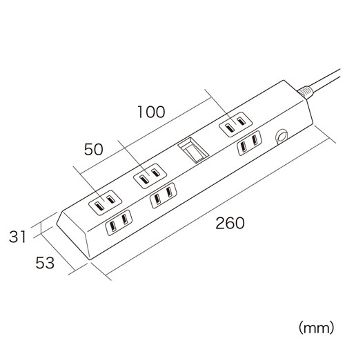 TAP-B40BK / 便利タップ（ACアダプタ対応・2P・9個口・2m ・ブラック）