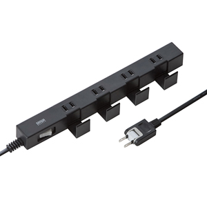 TAP-B41BK / 便利タップ(ACアダプタ対応・2P・5個口・2m・ブラック)