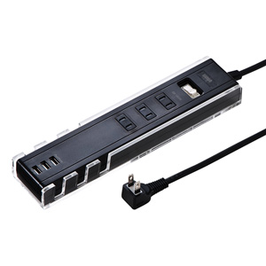 TAP-B47BK / 便利タップ(2P・3個口+USB3ポート・1m・ブラック)