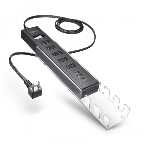 TAP-B47UC-3BK / USB充電機能付きタップ　スタンド付き（2P・5個口・3m・ブラック）