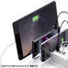 TAP-B47UC-3W / USB充電機能付きタップ　スタンド付き（2P・5個口・3m・ホワイト）