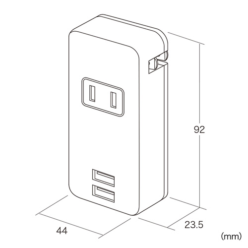 TAP-B48BK / 便利タップ（2P・1個口＋USB2ポート・ブラック）