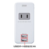 TAP-B48W 便利タップ(2P・1個口+USB2ポート・ホワイト) TAP-B48W / 便利タップ(2P・1個口+USB2ポート・ホワイト)