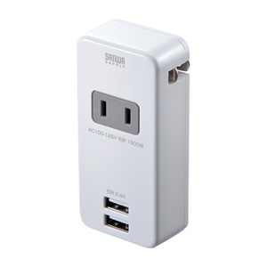 TAP-B48W / 便利タップ(2P・1個口+USB2ポート・ホワイト)