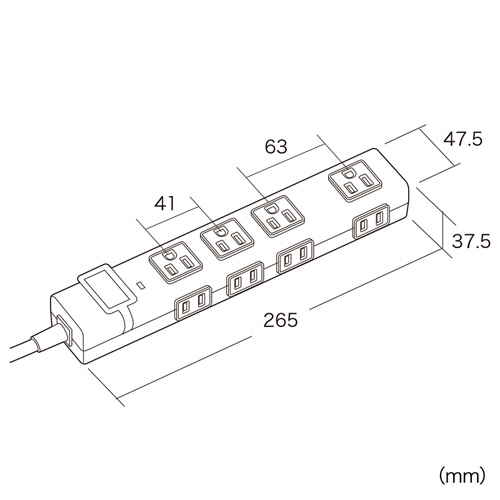 TAP-B50 / 便利タップ（ACアダプタ対応・2P×4個口・3P×4個口・計8個口・2m・ホワイト）