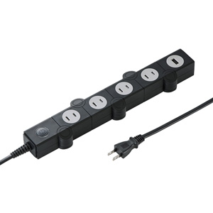 TAP-B51BK / 便利タップ(ACアダプタ対応・2P・4個口+USB1ポート・2m・ブラック)