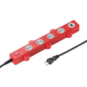 TAP-B51R / 便利タップ(ACアダプタ対応・2P・4個口+USB1ポート・2m・レッド)