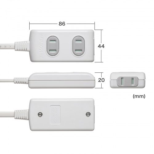 TAP-B9-2K / プラス1個口便利タップ（2P・3個口＋1個口・2m）