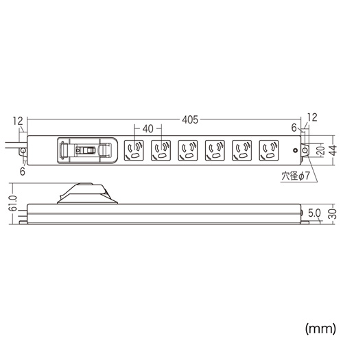 TAP-BR36A-1 / 安全ブレーカータップ（オフィス・工場用・3P・6個口・1m）