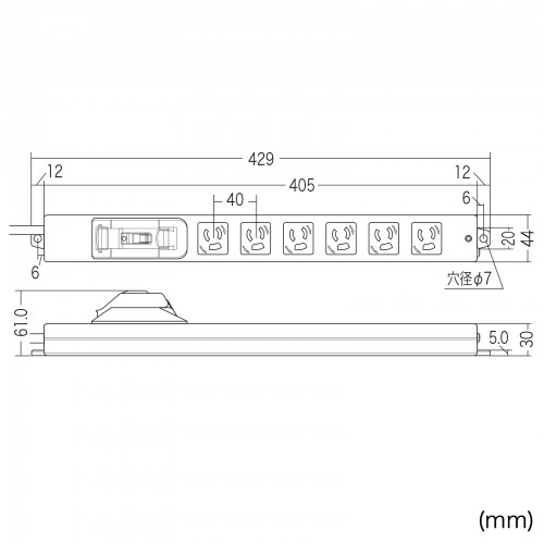 TAP-BR36LN-1 / 漏電ブレーカータップ（3P・6個口・1m）