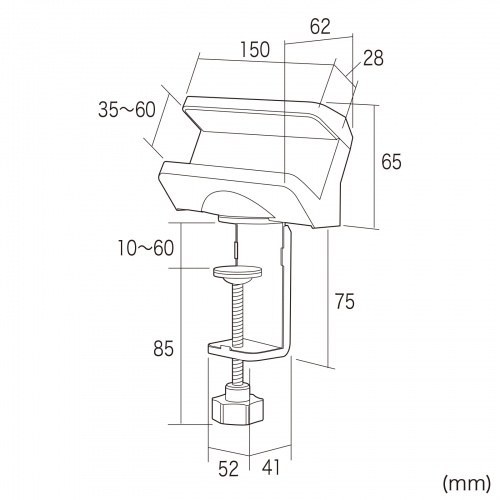 TAP-CLAMP1BK / 電源タップホルダー（クランプ式・180度回転・伸縮対応）