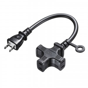 TAP-EX23-03BK / 電源延長コード(3個口)ブラック・0.3m