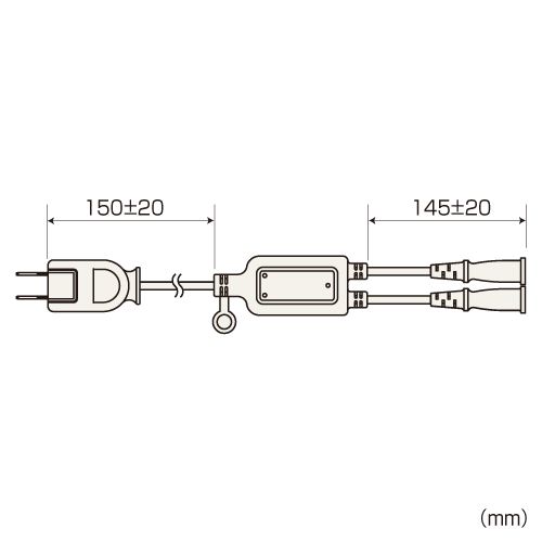 TAP-EX2BKN / ACアダプタ専用電源延長コード（2分岐・2P・2個口・ブラック）