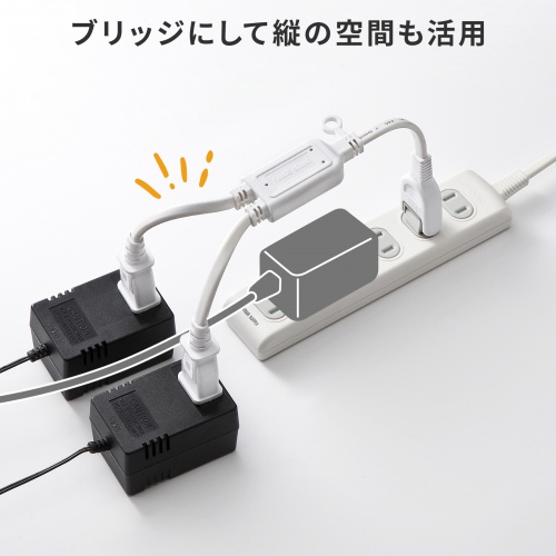 TAP-EX2WN / ACアダプタ専用電源延長コード（2分岐・2P・2個口・ホワイト）