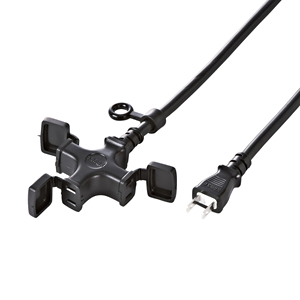 TAP-EX32-10BK / 電源延長コード(防塵キャップ付き、3分岐・2P・3個口・10m・ブラック)
